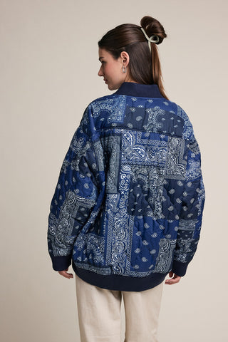 Madison Paisely Bandana Quilted Bomber Jacket