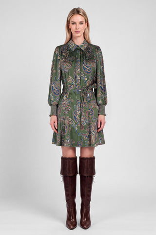 Madison Paisley Printed Shirt Dress