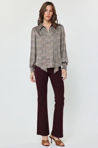Madison Plaid Tie Neck Blouse