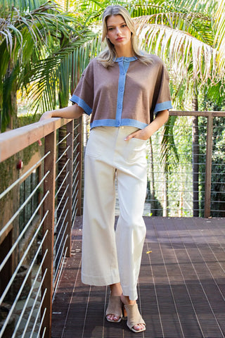 Madison Short Sleeve Boxy Cardigan