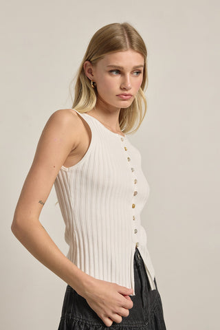 Sleeveless Button Front Top