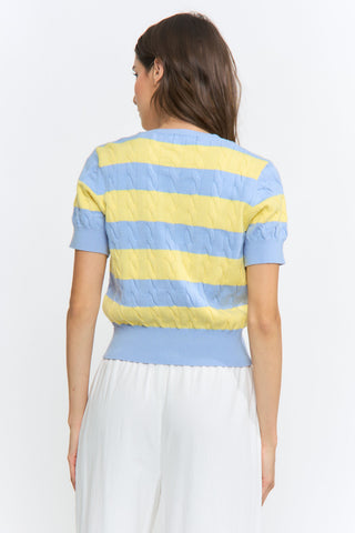Madison Striped Short Sleeve Cardigan