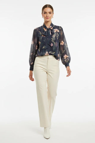 Madison Floral Print Tie Front Blouse