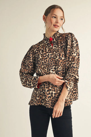 Madison Leopard Print Button Down Shirt