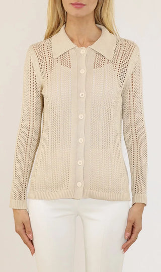 Metric Pointelle Button Up Cardigan