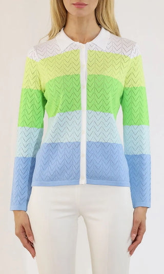 Metric Zig Zag Pointelle Cardi Shirt