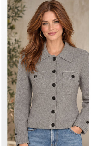 Metric Cardigan with Metallic Buttons