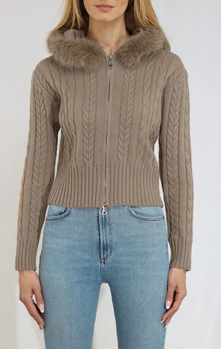 Metric Faux Fur Zip Up Cardi Jacket