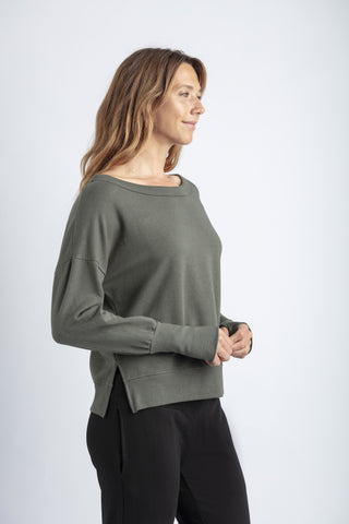 Mila Long Sleeve Open Neck Sweatshirt