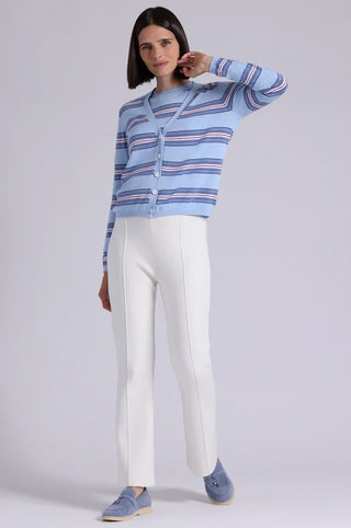Minnie Rose CC Striped V Neck Cardigan
