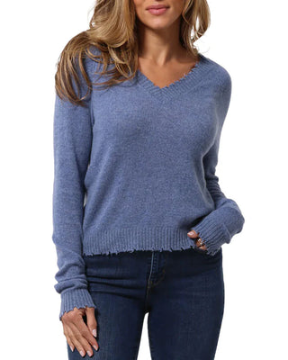 Minnie Rose Frayed Edge V-Neck - Premium clothing at Lonnys NY - Just $161! Shop Womens clothing now 