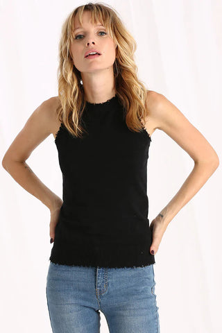 Minnie Rose Cotton Cashmere Frayed Tank - Premium tank top at Lonnys NY - Just $156! Shop Womens clothing now 