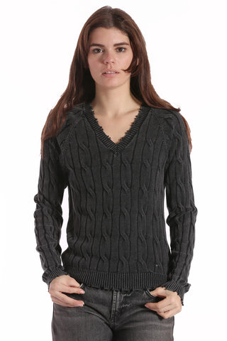 Minnie Rose Distressed Cable V-Neck - Premium sweater at Lonnys NY - Just $202! Shop Womens clothing now 