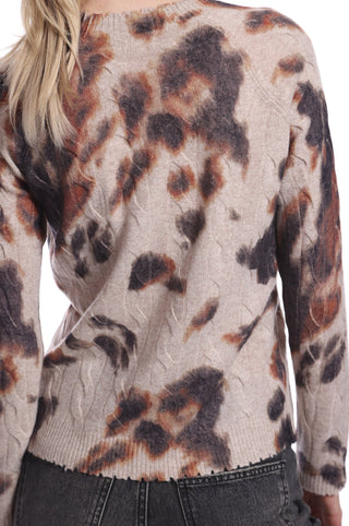 Minine Rose Ecru Print Cable Crew - Premium clothing at Lonnys NY - Just $357! Shop Womens clothing now 