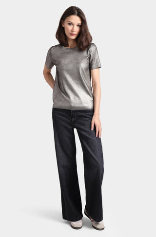 Minnie Rose Metallic Short Sleeve Crew Tee - Premium clothing at Lonnys NY - Just $288! Shop Womens clothing now 