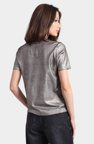 Minnie Rose Metallic Short Sleeve Crew Tee - Premium clothing at Lonnys NY - Just $288! Shop Womens clothing now 