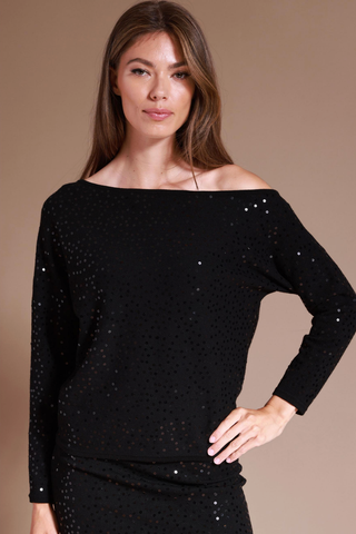 Minnie Rose Off Shoulder Sequin Shirt - Premium clothing at Lonnys NY - Just $288! Shop Womens clothing now 