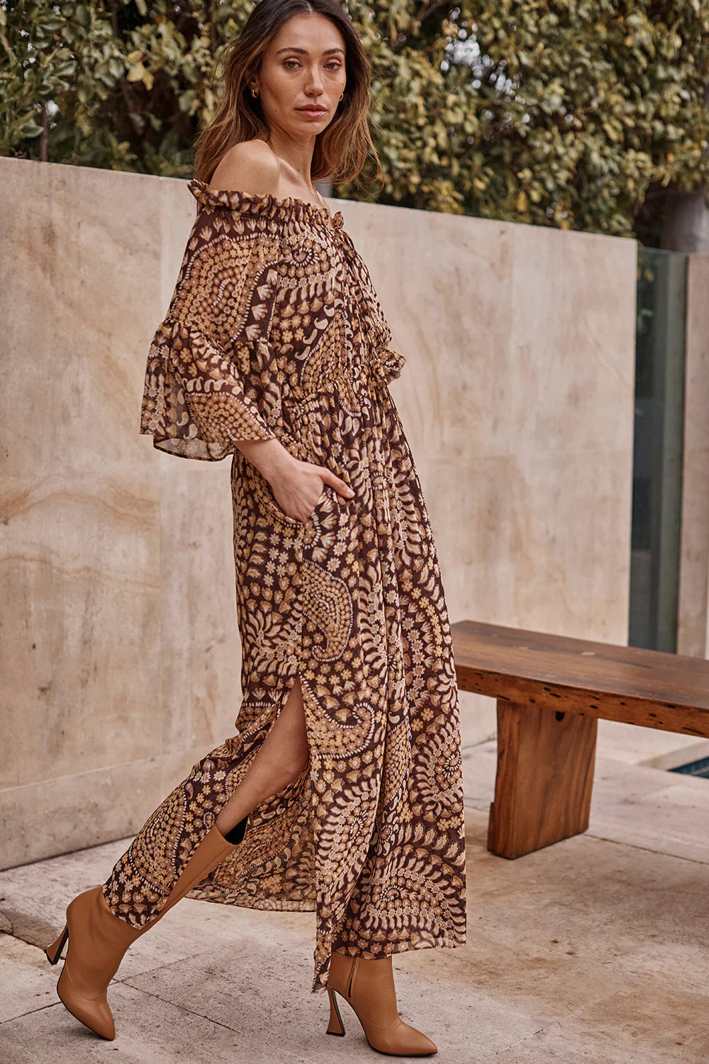 misa brown dress MISA Los Angeles Avi Dress in Brown