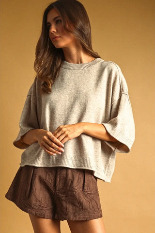 Mix Short Sleeve Knit Sweater
