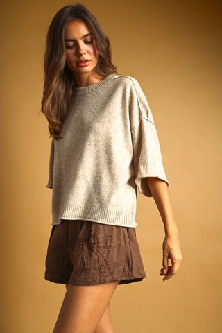 Mix Short Sleeve Knit Sweater