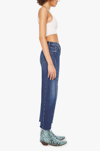 Mother Mid Rise Full Pipe Flood Fray Barrel Jeans