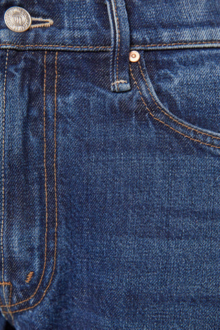 Mother Mid Rise Full Pipe Flood Fray Barrel Jeans