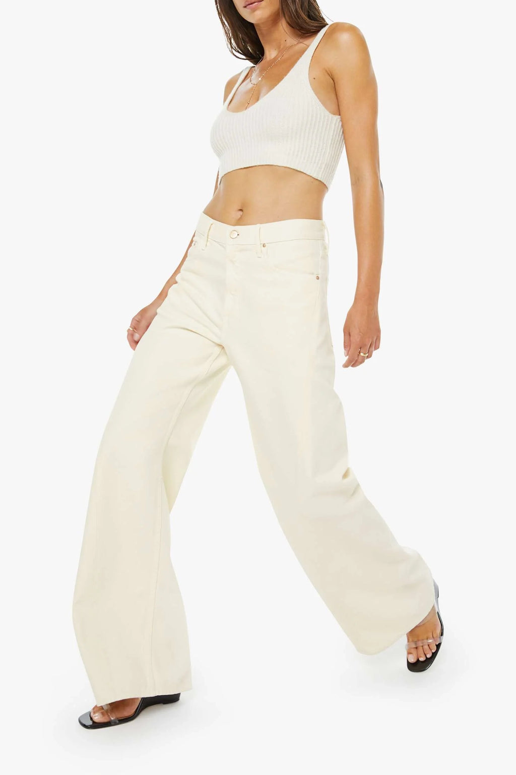 MotherTheLemonTwistSneakJeansNaturalLightDenimHighrisewidelegwomenspant ...