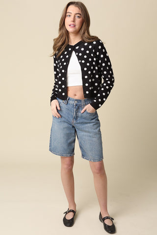 Olivaceous Callie Polka Dot Cardigan