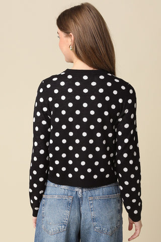 Olivaceous Callie Polka Dot Cardigan