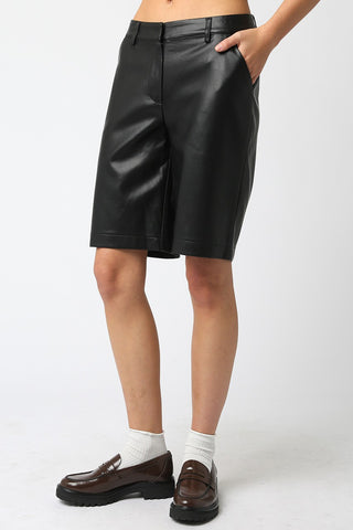 Olivaceous Karly Vegan Leather Shorts