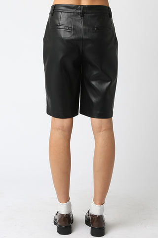 Olivaceous Karly Vegan Leather Shorts