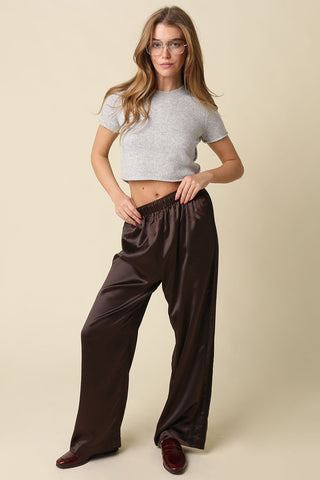 Olivaceous Lee Side Stripe Satin Pants