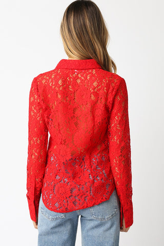 Olivaceous Merry Lace Button Down Shirt