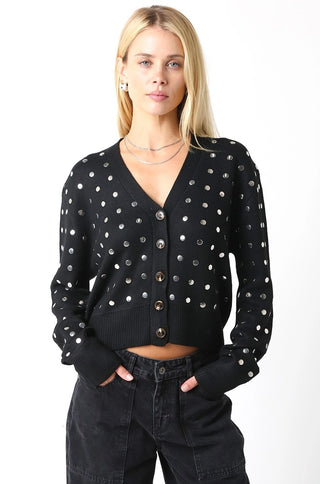 Olivaceous Nova Studded Cardigan