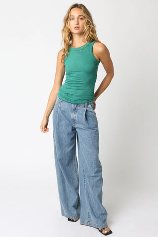 Olivaceous Ribbed Tank Top