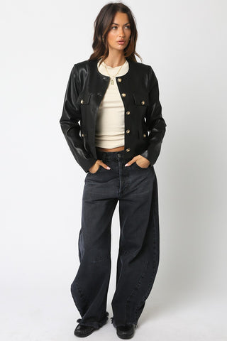 Olivaceous Dhanna Vegan Leather Jacket