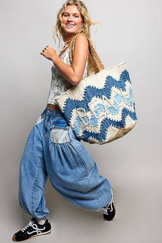 POL Hand Woven Beach Tote Bag