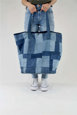 Porter Blue Patchwork Tote
