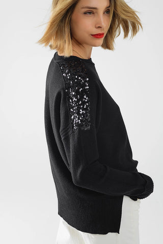 Q2 Sequin Shoulder Sweater - Premium clothing at Lonnys NY - Just $70! Shop Womens clothing now 