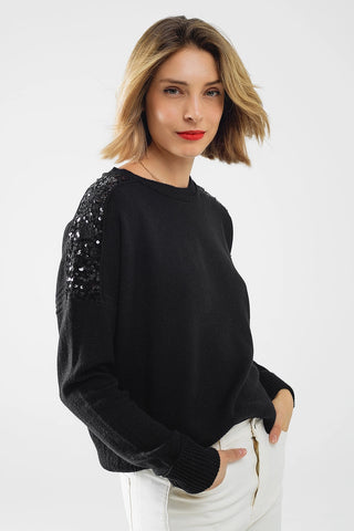 Q2 Sequin Shoulder Sweater - Premium clothing at Lonnys NY - Just $70! Shop Womens clothing now 