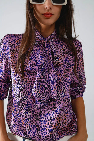 Q2 Tie Neck Animal Print Blouse - Premium clothing at Lonnys NY - Just $55! Shop Womens clothing now 