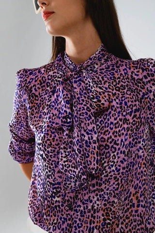 Q2 Tie Neck Animal Print Blouse - Premium clothing at Lonnys NY - Just $55! Shop Womens clothing now 