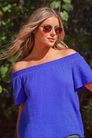 Red Haute Off Shoulder Top - Premium Shirts & Tops at Lonnys NY - Just $92! Shop Womens clothing now 