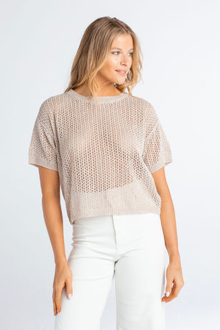 Red Haute Open Knit Boxy Shirt - Premium Shirts & Tops at Lonnys NY - Just $92! Shop Womens clothing now 