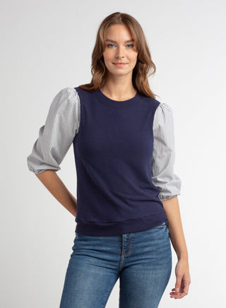 Red Haute Puff Sleeve Twofer Shirt