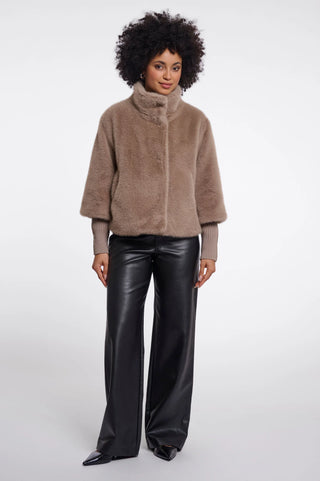 Rino & Pelle Nesrin Faux Fur Jacket with Detachable Ribbed Sleeves
