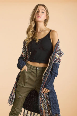 Standerd Fringe Hem Long Cardigan
