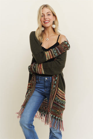 Standerd Fringe Hem Long Cardigan