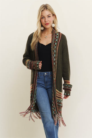 Standerd Fringe Hem Long Cardigan