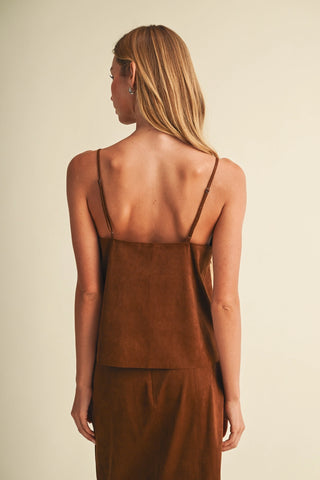 Talk To Angels Lace-Trim V-Neck Suede Camisole